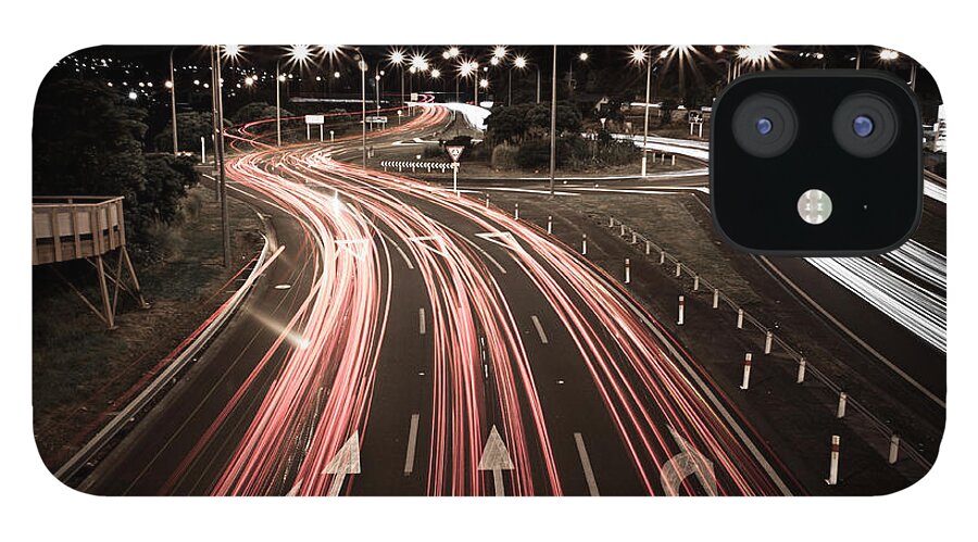 Curve iPhone 12 Case featuring the photograph Light Trails On Paremata Roundabout by By Paul Wallace