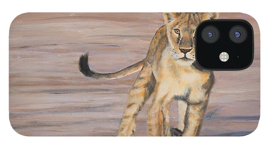 Lioness iPhone 12 Case featuring the painting Lioness by Kirsty Rebecca