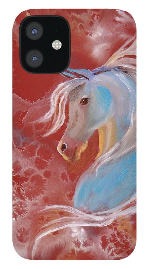 Horse iPhone 12 Case featuring the painting Magnifico The Spirit Horse by Nataya Crow