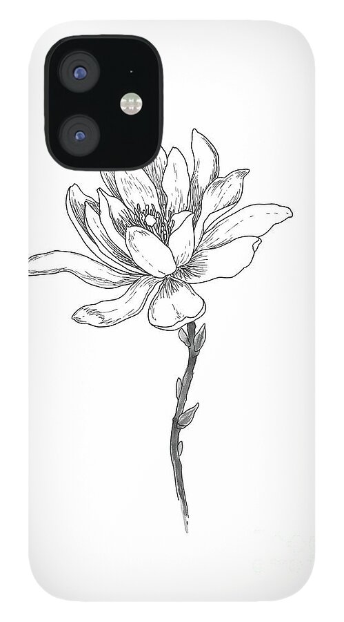 white cosmos flowers ink and watercolor iPhone Wallet Case by