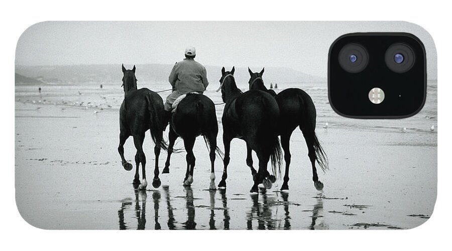 Horse iPhone 12 Case featuring the photograph Man Riding W Four Horses by Henry Horenstein