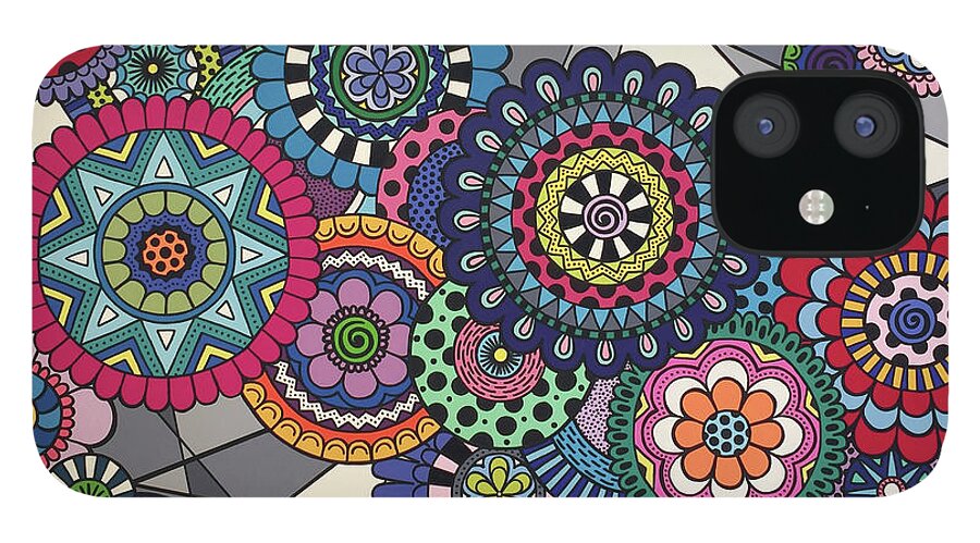 Mandala iPhone 12 Case featuring the painting Mandalas In Bloom by Beth Ann Scott