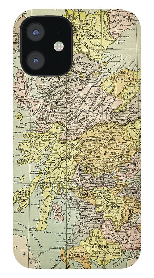 Vertical iPhone 12 Case featuring the digital art Map Of Scotland 1883 by Thepalmer