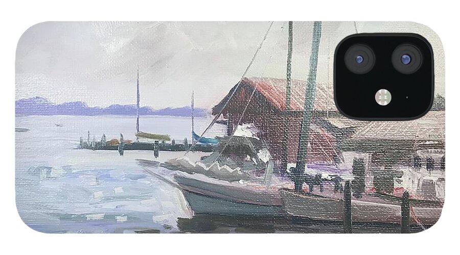 Impressionism iPhone 12 Case featuring the painting Maritime Morning by Maggii Sarfaty