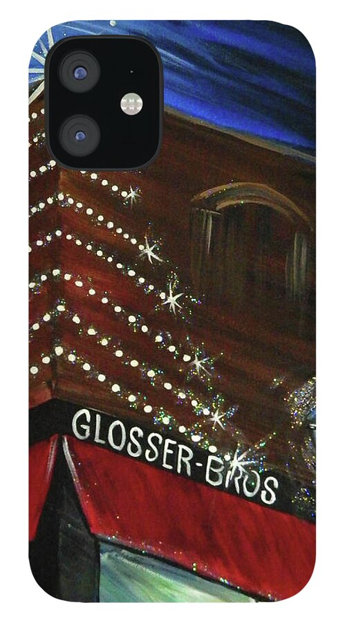 Christmas iPhone 12 Case featuring the painting Meet Me at Glossers by Karen Mesaros