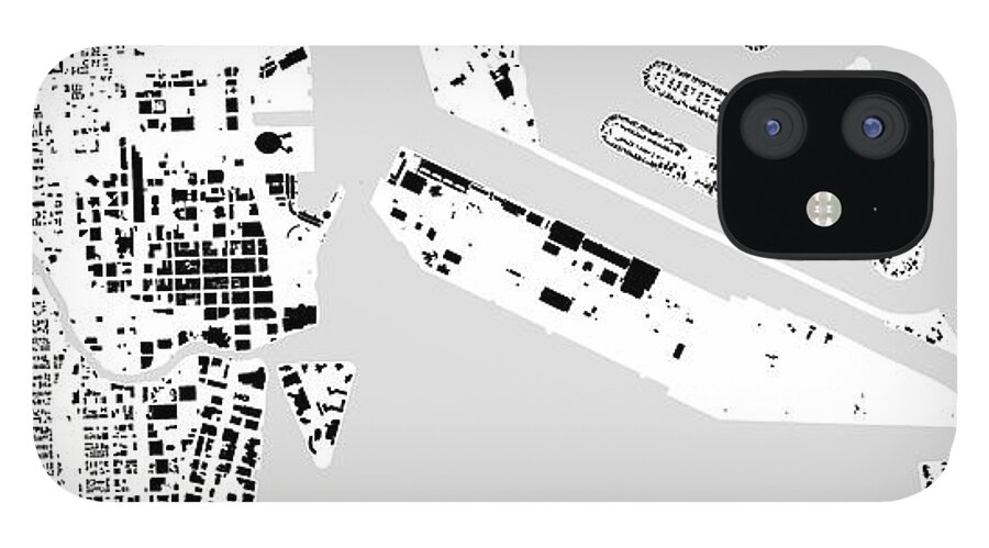 City iPhone 12 Case featuring the digital art Miami building map by Christian Pauschert