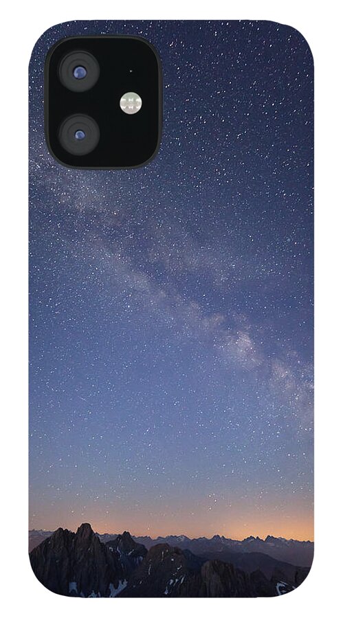 Panoramic iPhone 12 Case featuring the photograph Milky Way Above The Lechtaler Alps - by Wingmar