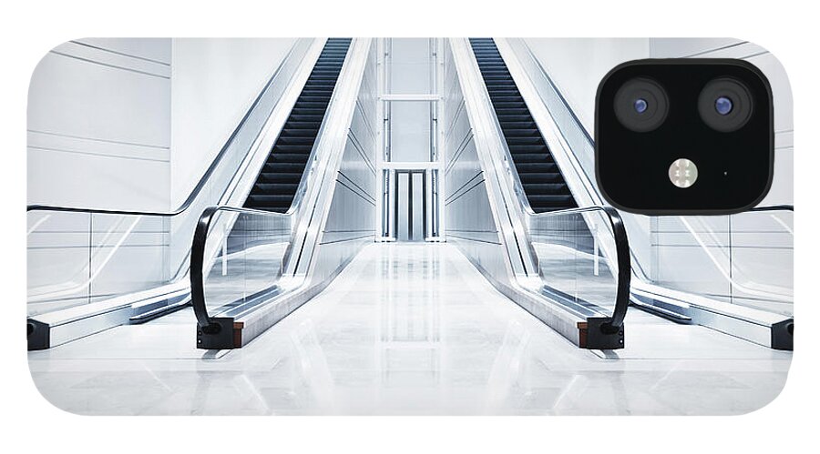Steps iPhone 12 Case featuring the photograph Modern Escalator by Tomml