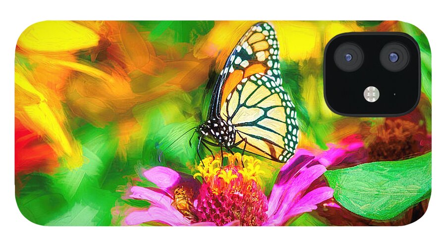 Monarch iPhone 12 Case featuring the photograph Monarch Butterfly Impasto Colorful by Don Northup