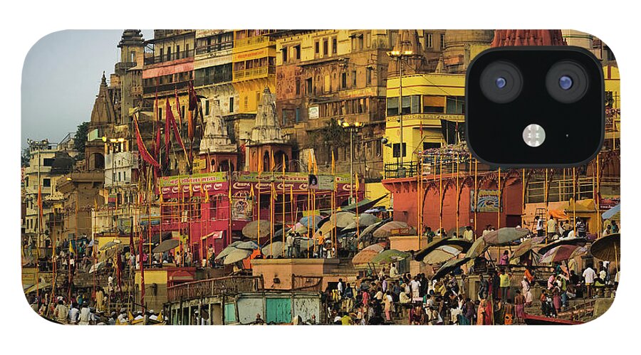 Crowd iPhone 12 Case featuring the photograph Moored Boats At The Sacred Prayag by Glen Allison