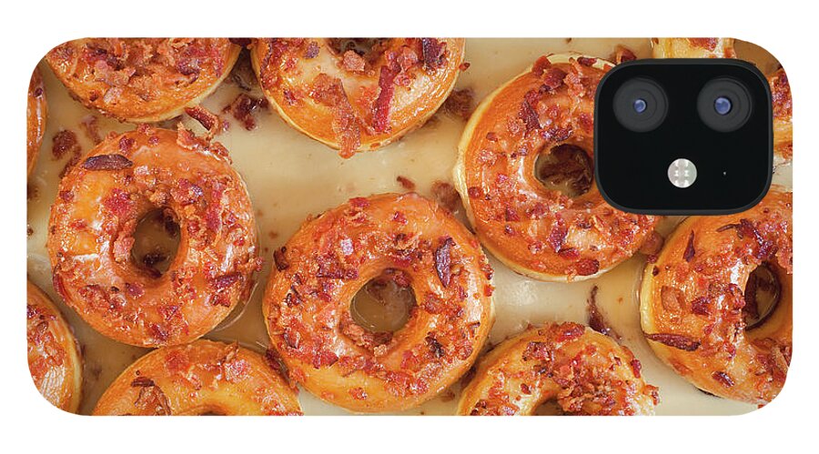 Unhealthy Eating iPhone 12 Case featuring the photograph Multiple Maple Glazed Bacon Donuts by Lisa Romerein