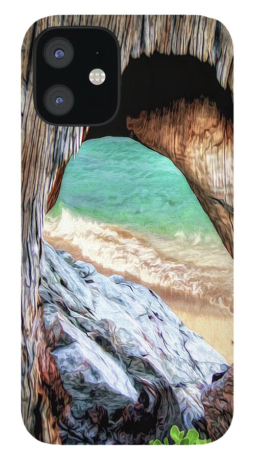 Mountains iPhone 12 Case featuring the digital art Nature's Window by Pennie McCracken