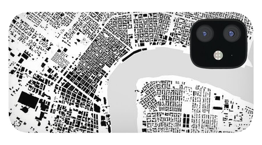City iPhone 12 Case featuring the digital art New Orleans building map by Christian Pauschert