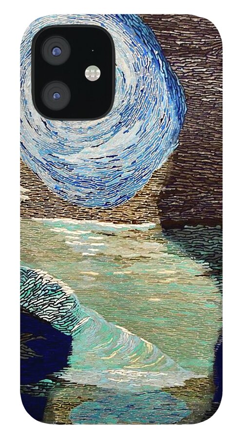 Moon iPhone 12 Case featuring the painting NIght time beach by DLWhitson