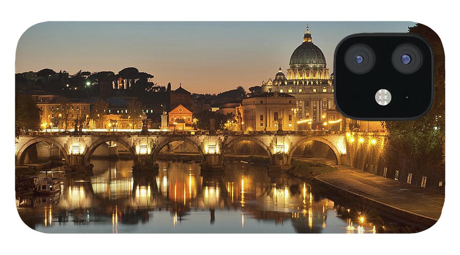 State Of The Vatican City iPhone 12 Case featuring the photograph Night View Of Vatican City State by Salvator Barki