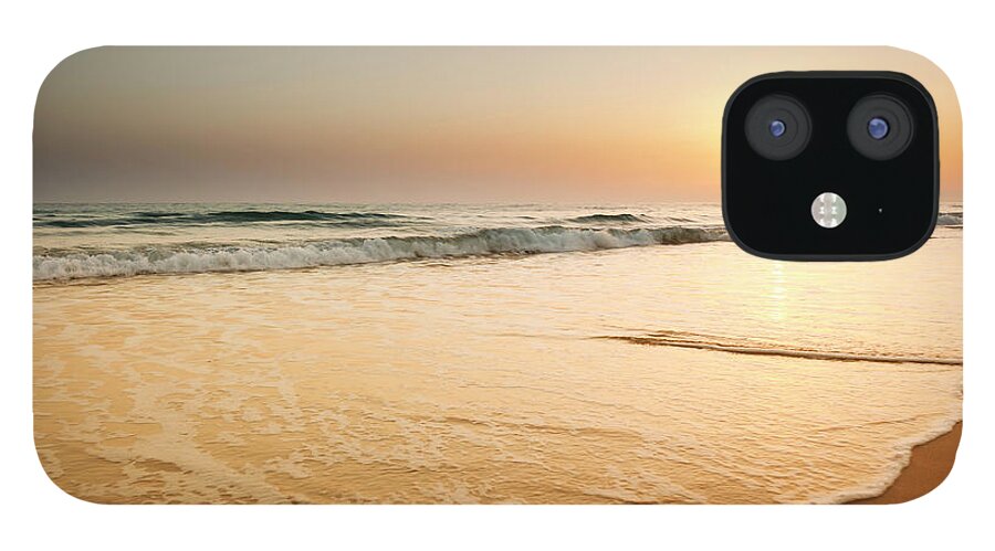 Water's Edge iPhone 12 Case featuring the photograph Ocean Beach Sunset Landscape View by Fernandoah