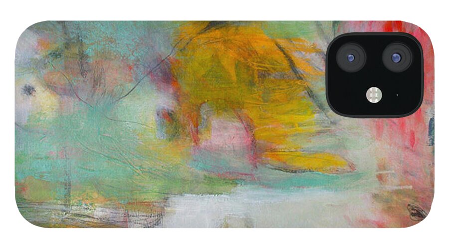 Abstract iPhone 12 Case featuring the painting Off the Grid by Janet Zoya