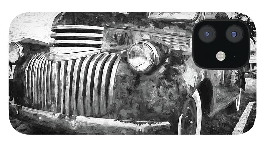 Antique iPhone 12 Case featuring the digital art Old truck - painterly by Les Palenik
