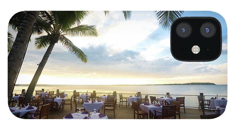 Breakfast iPhone 12 Case featuring the photograph Outdoor Resort Beach Restaurant At by Courtneyk