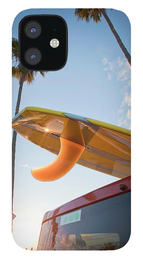 California iPhone 12 Case featuring the photograph Paddleboard On Top Of Car With Palm by Stephen Simpson