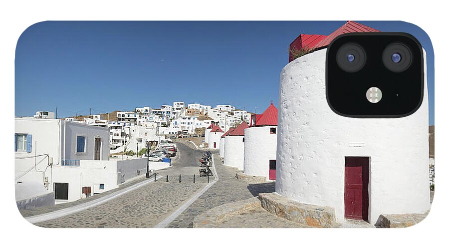 Greek Culture iPhone 12 Case featuring the photograph Panorama Of Greek Island Hilltop Chora by Abzee