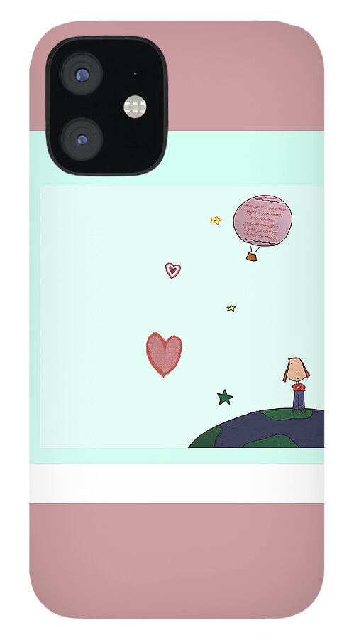 A Dream iPhone 12 Case featuring the drawing Penelope world scene by Ashley Rice