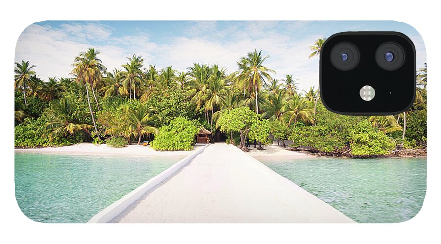 Scenics iPhone 12 Case featuring the photograph Pier To Tropical Island In The Maldives by Matteo Colombo