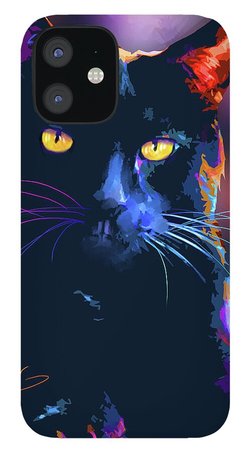 Bubby iPhone 12 Case featuring the painting pOpCat Bubby by DC Langer