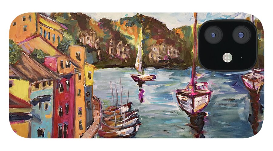 Portofino iPhone 12 Case featuring the painting Portofino Harbor by Roxy Rich
