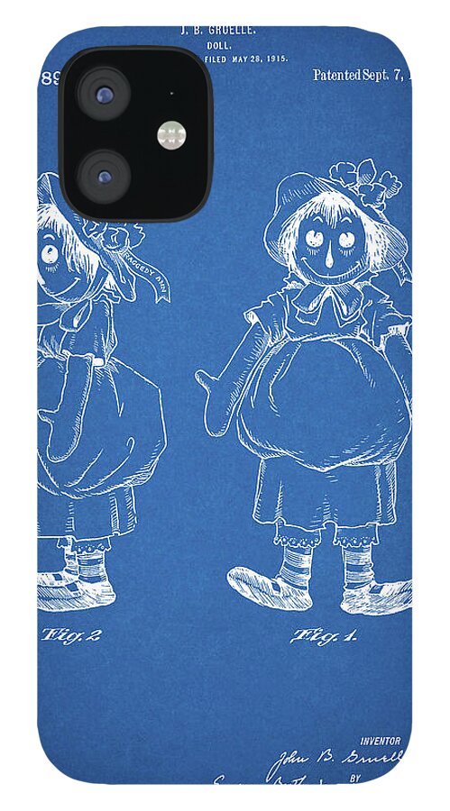 Pp1005-blueprint Rag Doll Poster iPhone 12 Case featuring the digital art Pp1005-blueprint Rag Doll Poster by Cole Borders