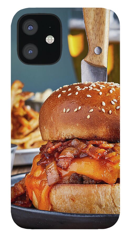 Pub iPhone 12 Case featuring the photograph Pub burger and fries by Cuisine at Home