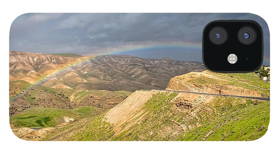 Hot iPhone 12 Case featuring the photograph Rainbow in the Judean Desert 2 by Roberta Kayne