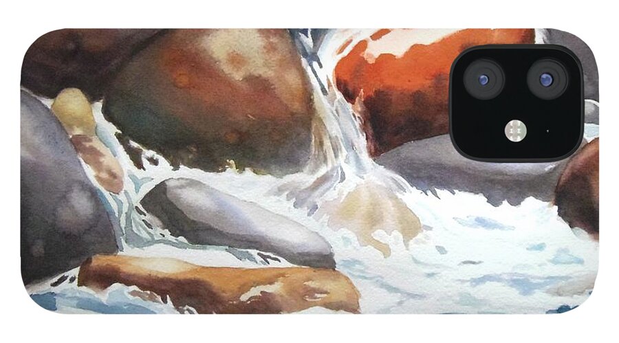 Rocks iPhone 12 Case featuring the painting Rocks by Petra Burgmann
