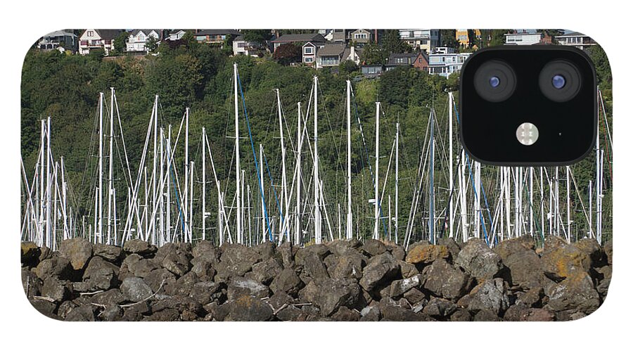 Sailboats iPhone 12 Case featuring the photograph Sailboats in Seattle by Mark Langford