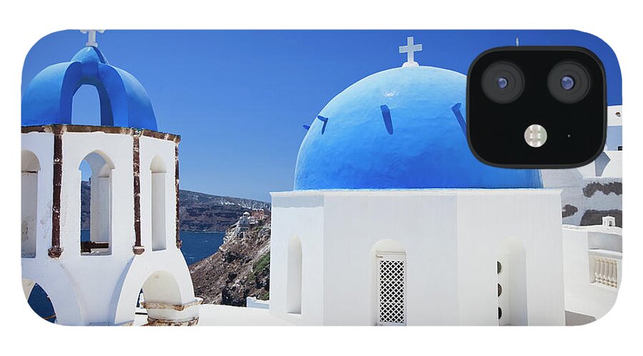 Greek Culture iPhone 12 Case featuring the photograph Santorini Famous Churches by Mbbirdy
