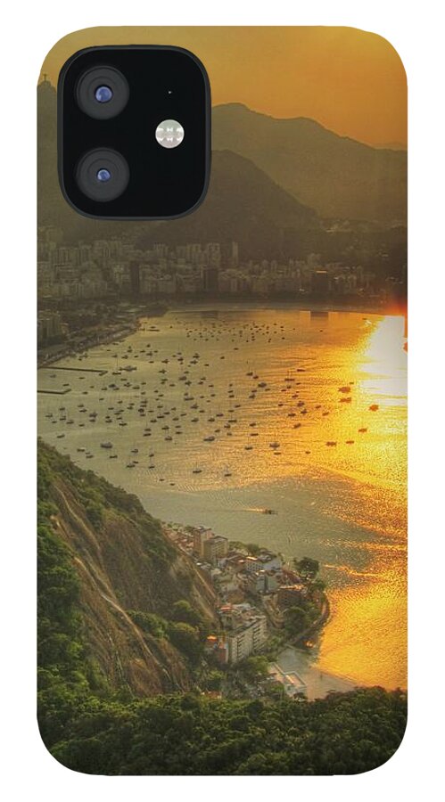 Scenics iPhone 12 Case featuring the photograph Setting Sun Over Botafogo by By Aj Brustein