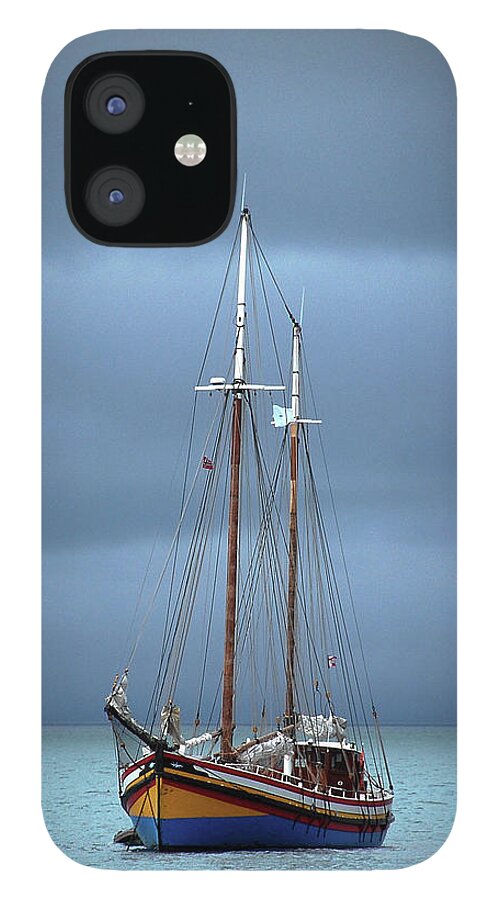 Tranquility iPhone 12 Case featuring the photograph Ship On The Ocean by Nancy Carels
