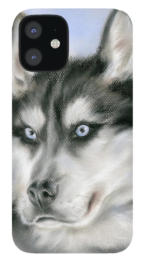 Animal iPhone 12 Case featuring the painting Siberian Husky Dog Portrait by MM Anderson