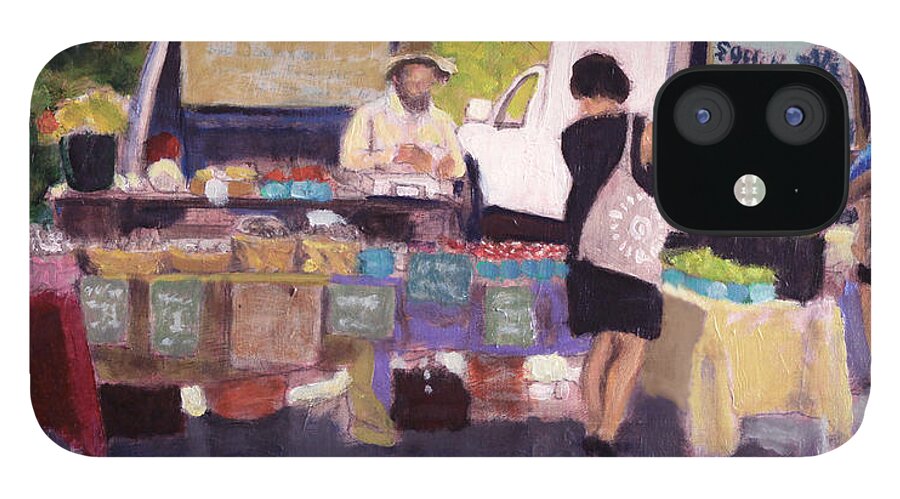 Farmer's Market iPhone 12 Case featuring the painting Silent Speculation by David Zimmerman