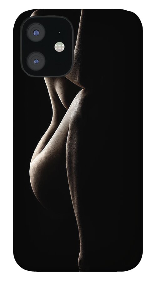 Nude iPhone 12 Case featuring the photograph Silhouette of nude woman by Johan Swanepoel