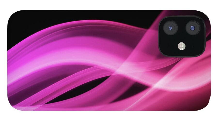 Black Color iPhone 12 Case featuring the photograph Smoke Abstract In Pink by Moncherie