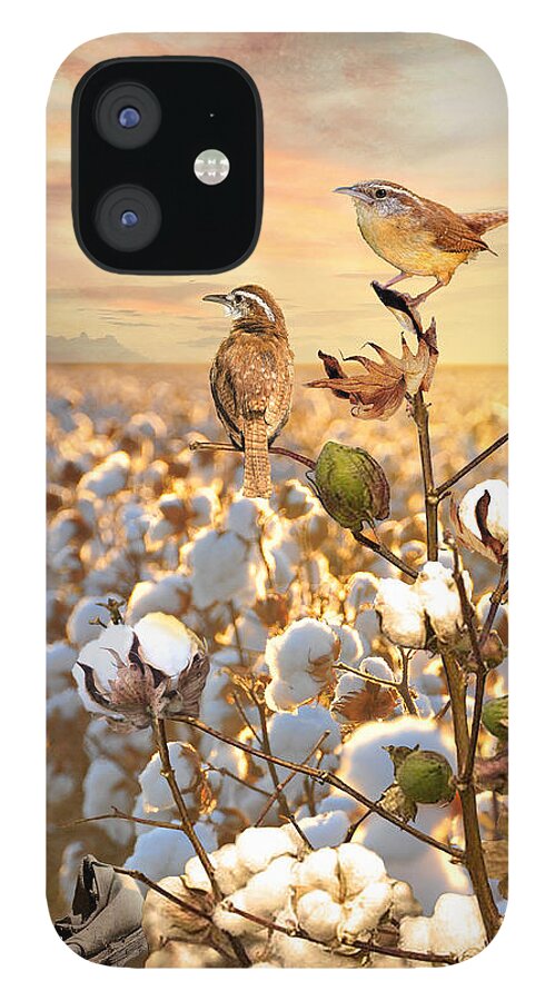 Cotton iPhone 12 Case featuring the digital art Song of the Wren by M Spadecaller