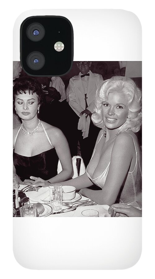 Jayne Mansfield iPhone 12 Case featuring the photograph Sophia Loren and Jayne Mansfield 1957 by Doc Braham