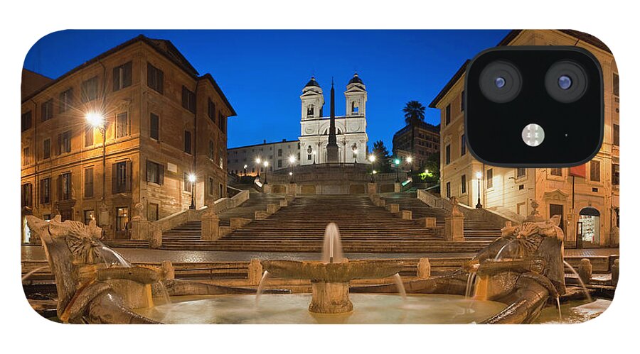 Steps iPhone 12 Case featuring the photograph Spanish Steps Piazza Di Spagna Fontana by Fotovoyager