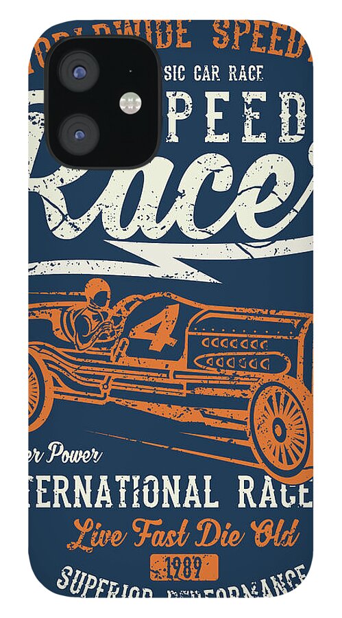 Old Timer iPhone 12 Case featuring the digital art Speed Racer by Long Shot