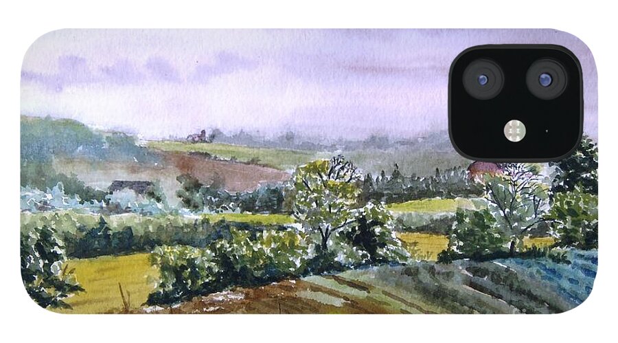 Landscape iPhone 12 Case featuring the painting Spring Fields by Petra Burgmann