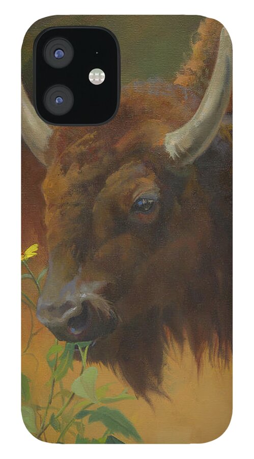 Wildlife iPhone 12 Case featuring the painting Spring on the Range by Carolyne Hawley