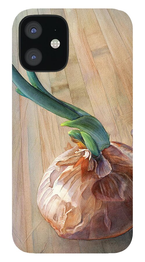 Onion iPhone 12 Case featuring the painting Sprouting Onion by Sandy Haight