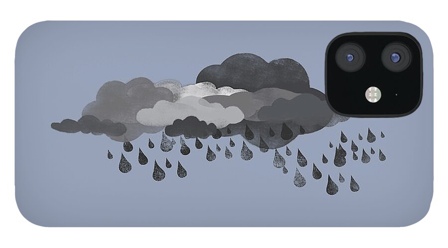 Thunderstorm iPhone 12 Case featuring the digital art Storm Clouds And Rain by Jutta Kuss