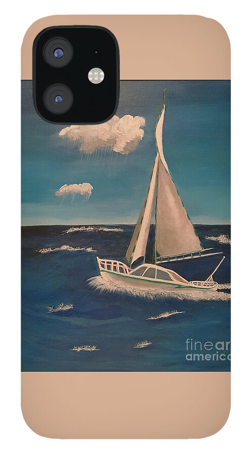 Ocean iPhone 12 Case featuring the painting Stormy Sailing by Elizabeth Mauldin